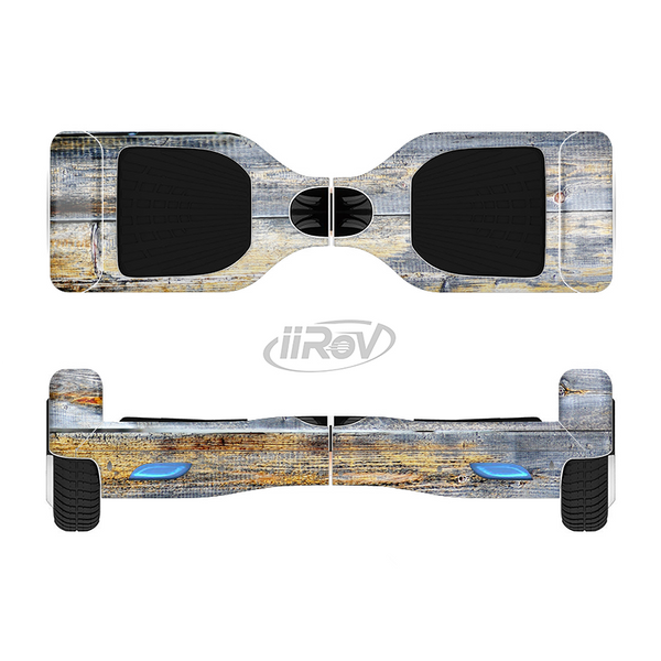 The Vintage Wooden Planks with Yellow Paint Full-Body Skin Set for the Smart Drifting SuperCharged iiRov HoverBoard