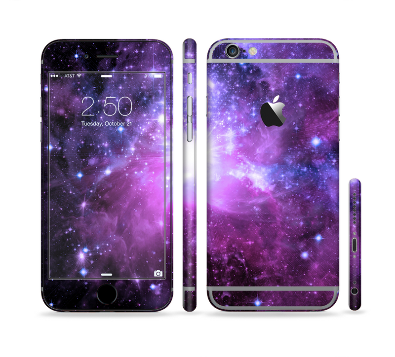 The Violet Glowing Nebula Sectioned Skin Series for the Apple iPhone 6/6s