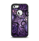 The Violet with Black Highlighted Spirals Apple iPhone 5-5s Otterbox Defender Case Skin Set