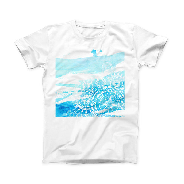The Vivid Blue Abstract Washed ink-Fuzed Front Spot Graphic Unisex Soft-Fitted Tee Shirt