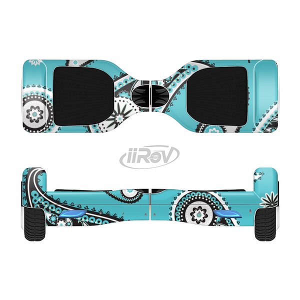 The Vivid Blue & Black Paisley Design Full-Body Skin Set for the Smart Drifting SuperCharged iiRov HoverBoard