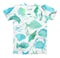 The Vivid Blue Watercolor Sea Creatures V2 ink-Fuzed Unisex All Over Full-Printed Fitted Tee Shirt