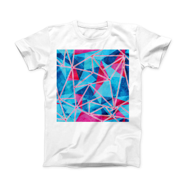The Vivid Blue and Pink Sharp Shapes ink-Fuzed Front Spot Graphic Unisex Soft-Fitted Tee Shirt