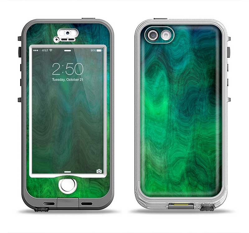 The Vivid Green Sagging Painted Surface Apple iPhone 5-5s LifeProof Nuud Case Skin Set