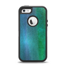 The Vivid Green Watercolor Panel Apple iPhone 5-5s Otterbox Defender Case Skin Set