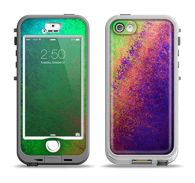 The Vivid Neon Colored Texture Apple iPhone 5-5s LifeProof Nuud Case Skin Set