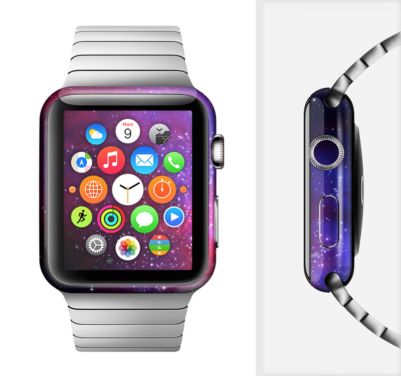 The Vivid Pink Galaxy Lights Full-Body Skin Set for the Apple Watch