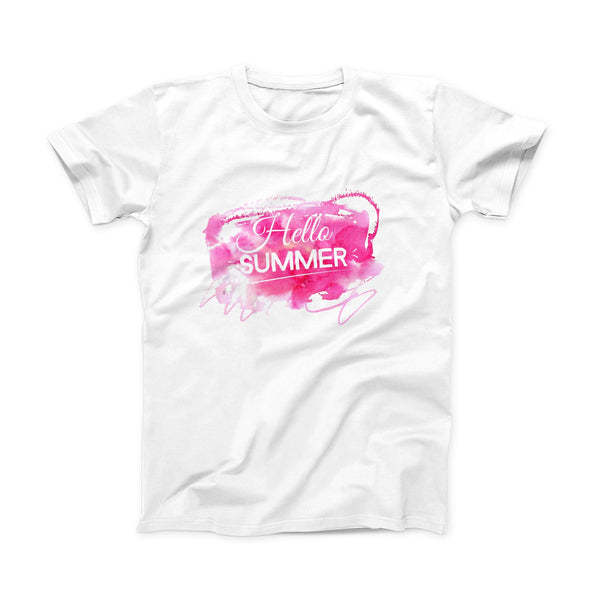 The Vivid Pink Hello Summer ink-Fuzed Front Spot Graphic Unisex Soft-Fitted Tee Shirt