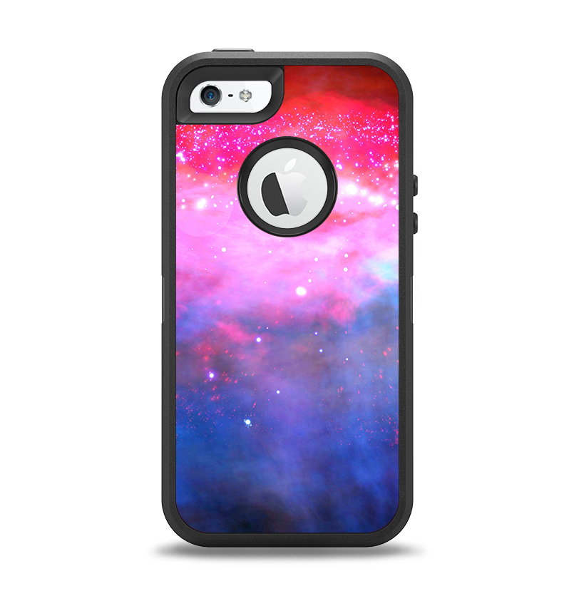 The Vivid Pink and Blue Space Apple iPhone 5-5s Otterbox Defender Case Skin Set
