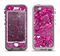 The Vivid Pink and White Paisley Birds Apple iPhone 5-5s LifeProof Nuud Case Skin Set
