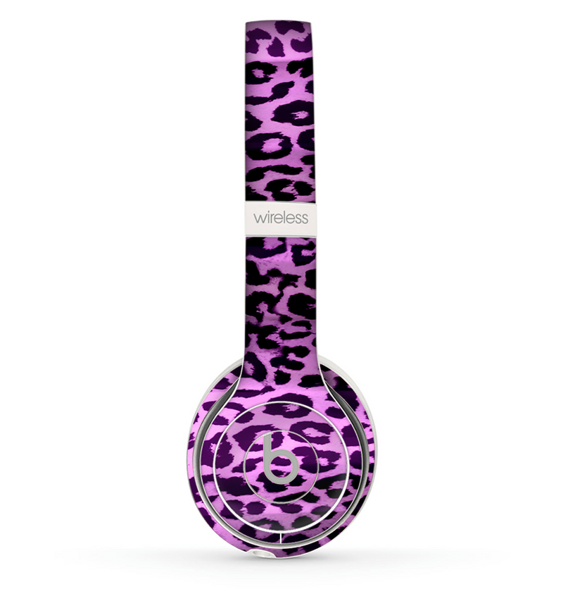 The Vivid Purple Leopard Print Skin Set for the Beats by Dre Solo 2 Wireless Headphones