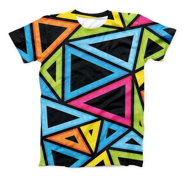 The Vivid Retro Overlap ink-Fuzed Unisex All Over Full-Printed Fitted Tee Shirt