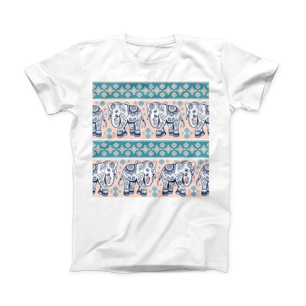 The Walking Sacred Elephant Pattern V2 ink-Fuzed Front Spot Graphic Unisex Soft-Fitted Tee Shirt