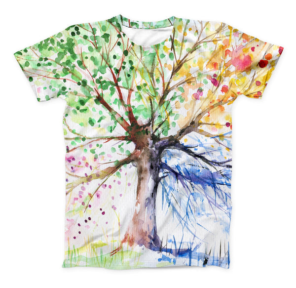 The WaterColor Vivid Tree ink-Fuzed Unisex All Over Full-Printed Fitted Tee Shirt