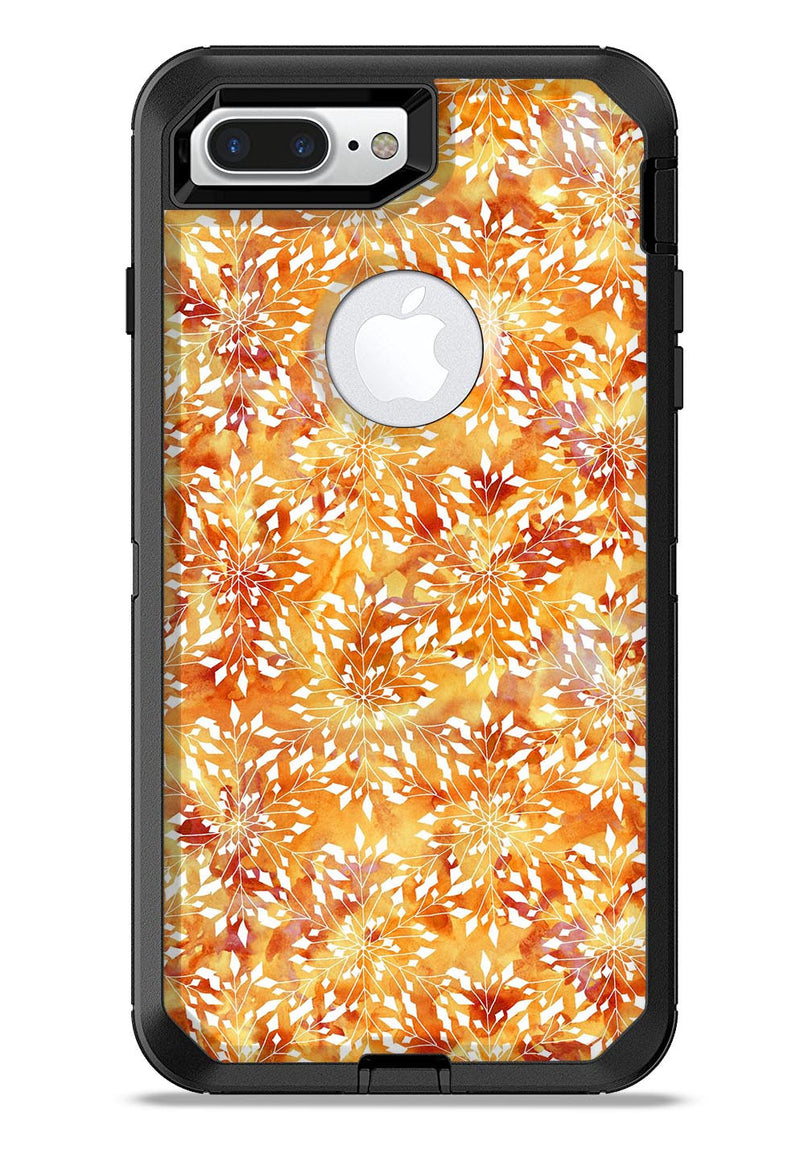 The Watercolor Orange and Red Snow Crystal - iPhone 7 or 7 Plus Commuter Case Skin Kit