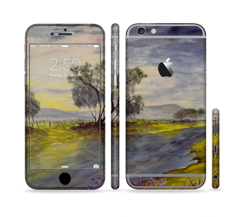 The Watercolor River Scenery Sectioned Skin Series for the Apple iPhone 6/6s