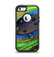 The Watered Neon Peacock Feather Apple iPhone 5-5s Otterbox Defender Case Skin Set