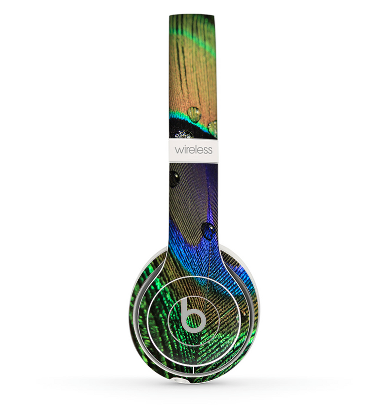 The Watered Neon Peacock Feather Skin Set for the Beats by Dre Solo 2 Wireless Headphones