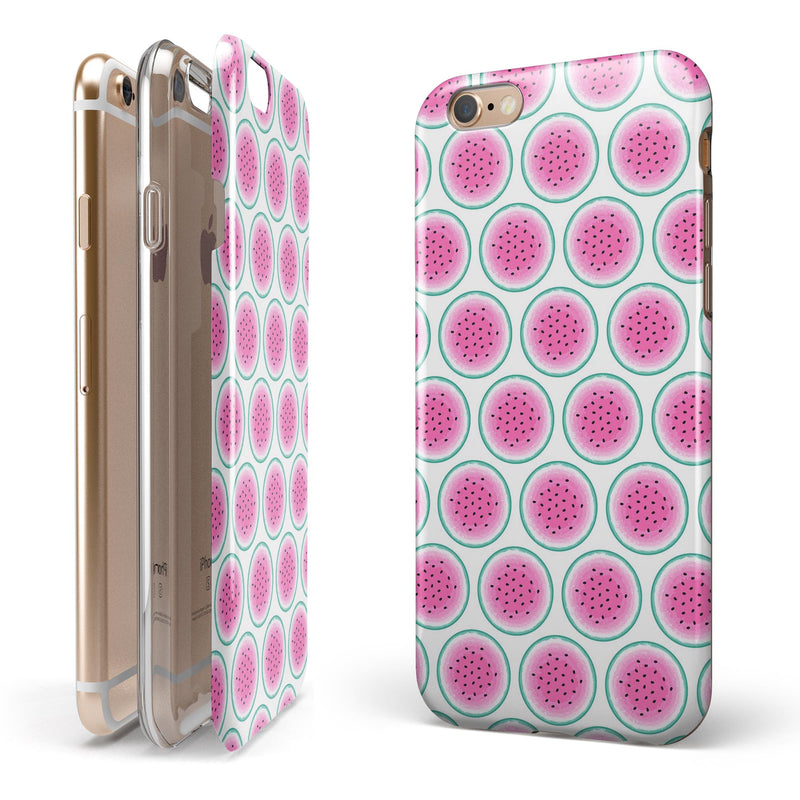 The Watermelon Polka Dot Pattern iPhone 6/6s or 6/6s Plus 2-Piece Hybrid INK-Fuzed Case