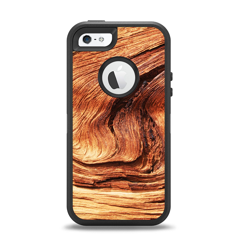 The Wavy Bright Wood Knot Apple iPhone 5-5s Otterbox Defender Case Skin Set