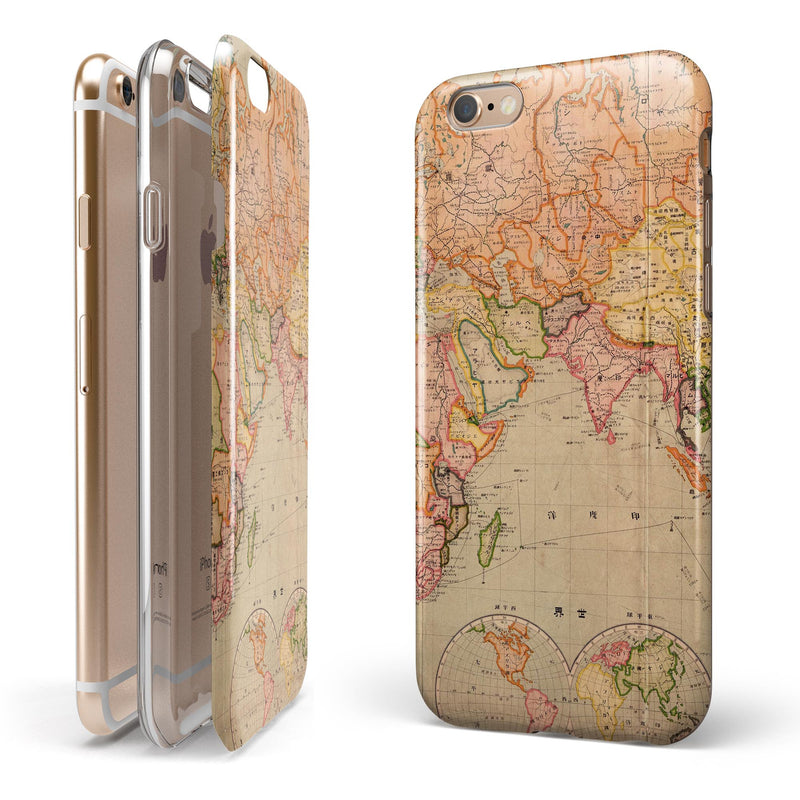 The Western World Map iPhone 6/6s or 6/6s Plus 2-Piece Hybrid INK-Fuzed Case