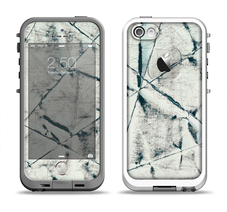 The White Cracked Woven Texture Apple iPhone 5-5s LifeProof Fre Case Skin Set