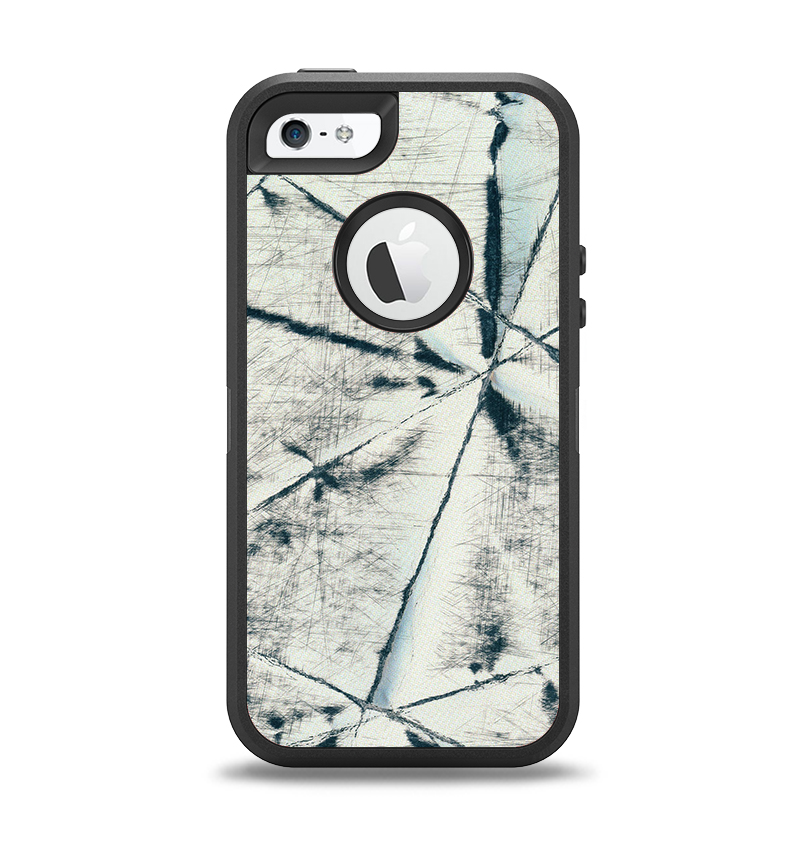 The White Cracked Woven Texture Apple iPhone 5-5s Otterbox Defender Case Skin Set