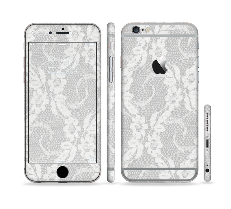 The White Floral Lace Sectioned Skin Series for the Apple iPhone 6/6s