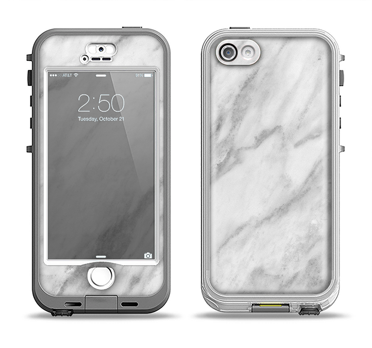 The White Marble Surface Apple iPhone 5-5s LifeProof Nuud Case Skin Set
