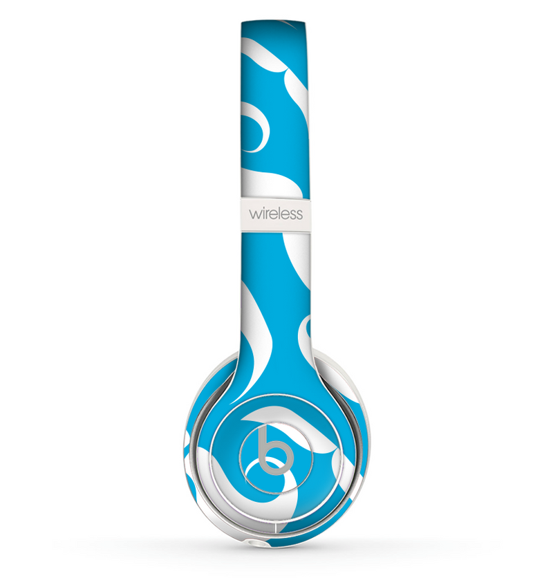 The White Mustaches with blue background Skin Set for the Beats by Dre Solo 2 Wireless Headphones