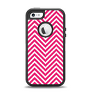 The White & Pink Sharp Chevron Pattern Apple iPhone 5-5s Otterbox Defender Case Skin Set
