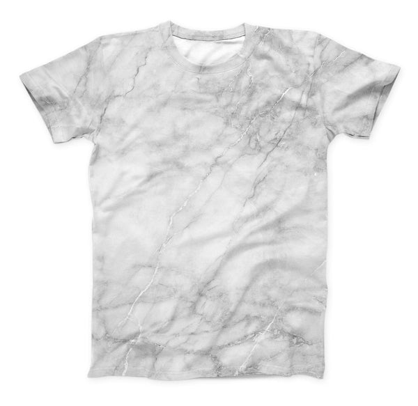 The White Scratched Marble ink-Fuzed Unisex All Over Full-Printed Fitted Tee Shirt