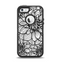 The White and Black Flower Illustration Apple iPhone 5-5s Otterbox Defender Case Skin Set
