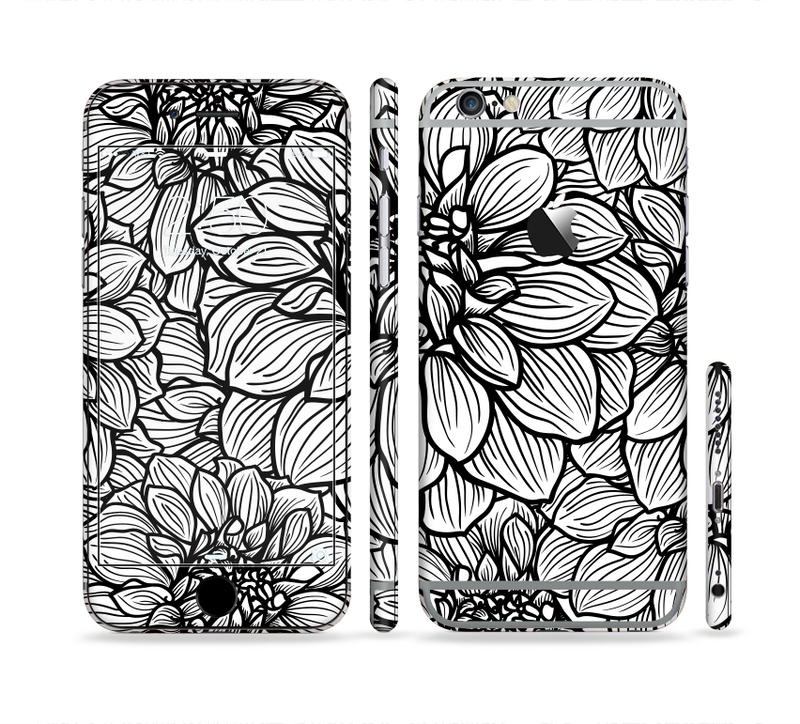 The White and Black Flower Illustration Sectioned Skin Series for the Apple iPhone 6/6s Plus