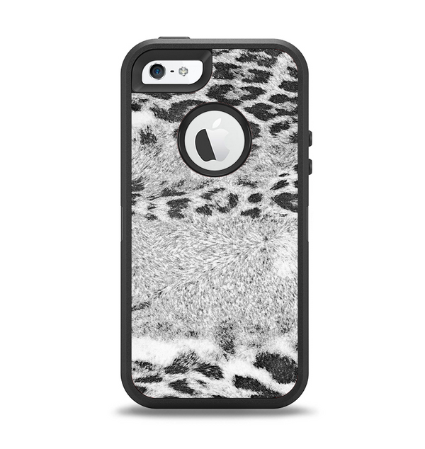 The White and Black Real Leopard Print Apple iPhone 5-5s Otterbox Defender Case Skin Set