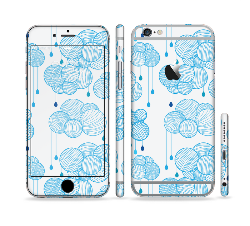 The White and Blue Raining Yarn Clouds Sectioned Skin Series for the Apple iPhone 6/6s