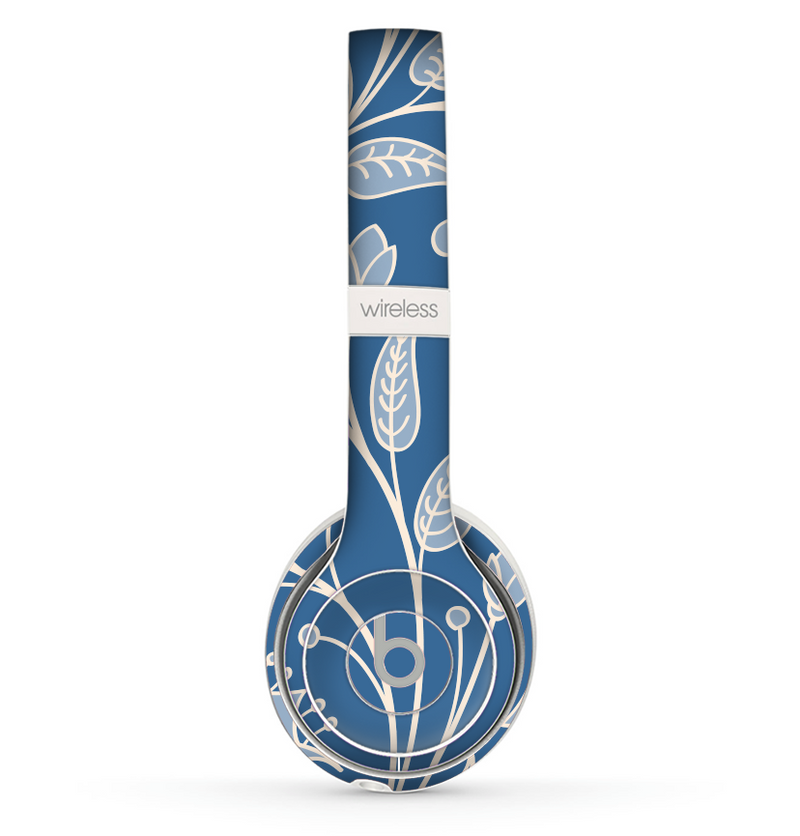 The White and Blue Vector Branches Skin Set for the Beats by Dre Solo 2 Wireless Headphones