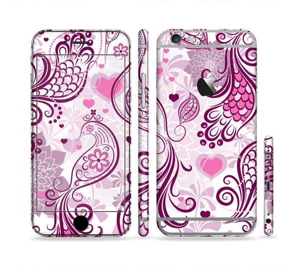 The White and Pink Birds with Floral Pattern Sectioned Skin Series for the Apple iPhone 6/6s