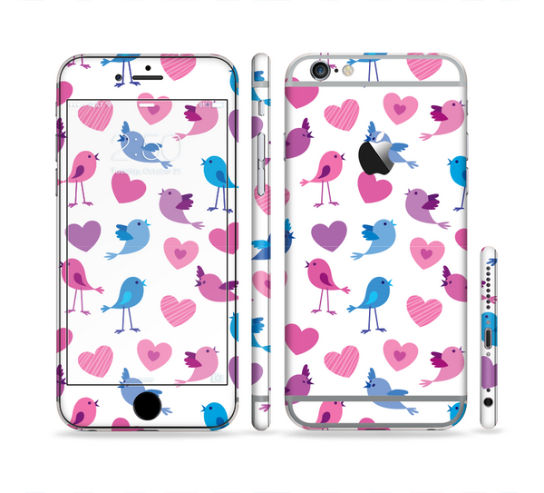 The White with Pink & Blue Vector Tweety Birds Sectioned Skin Series for the Apple iPhone 6/6s
