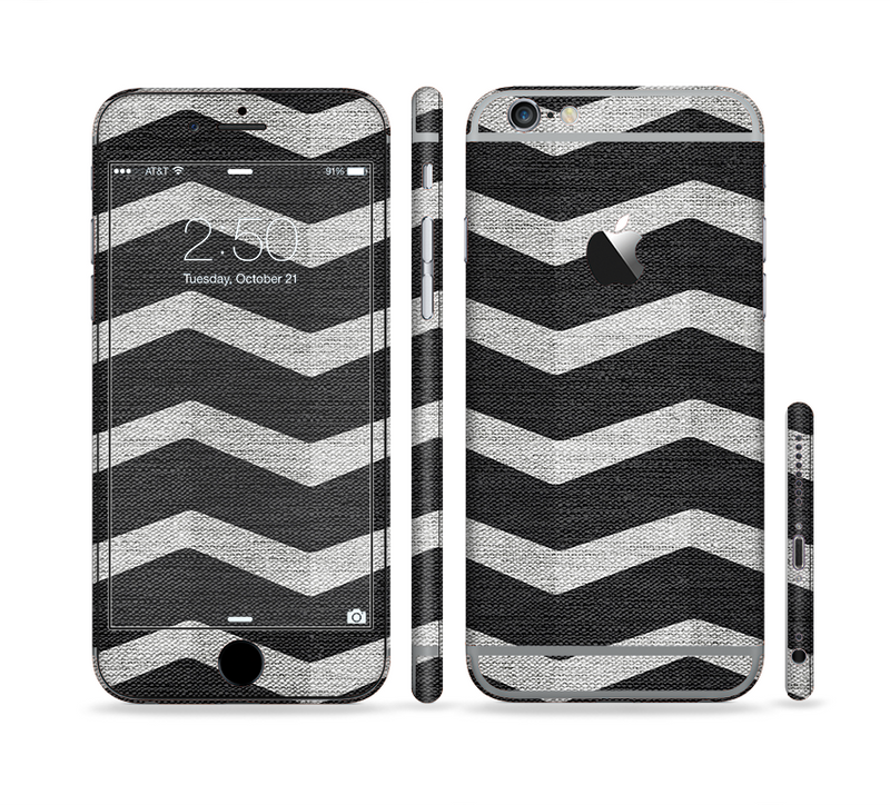 The Wide Black and Light Gray Chevron Pattern V3 Sectioned Skin Series for the Apple iPhone 6/6s Plus