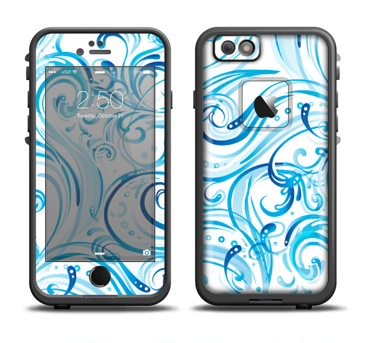 The Wild Blue Swirly Vector Water Pattern Apple iPhone 6/6s LifeProof Fre Case Skin Set