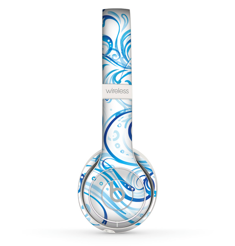 The Wild Blue Swirly Vector Water Pattern Skin Set for the Beats by Dre Solo 2 Wireless Headphones