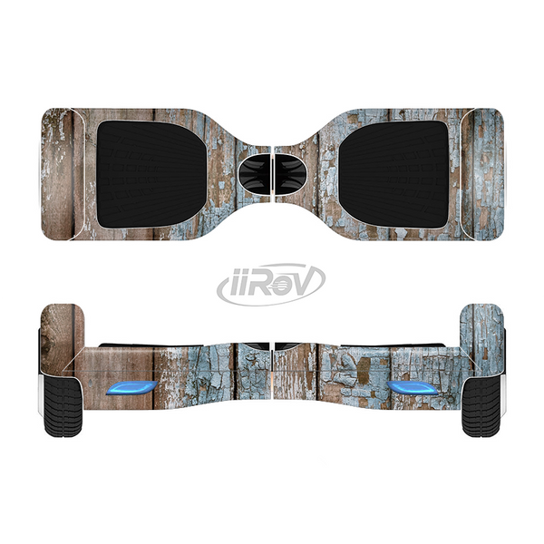 The Wood Planks with Peeled Blue Paint Full-Body Skin Set for the Smart Drifting SuperCharged iiRov HoverBoard