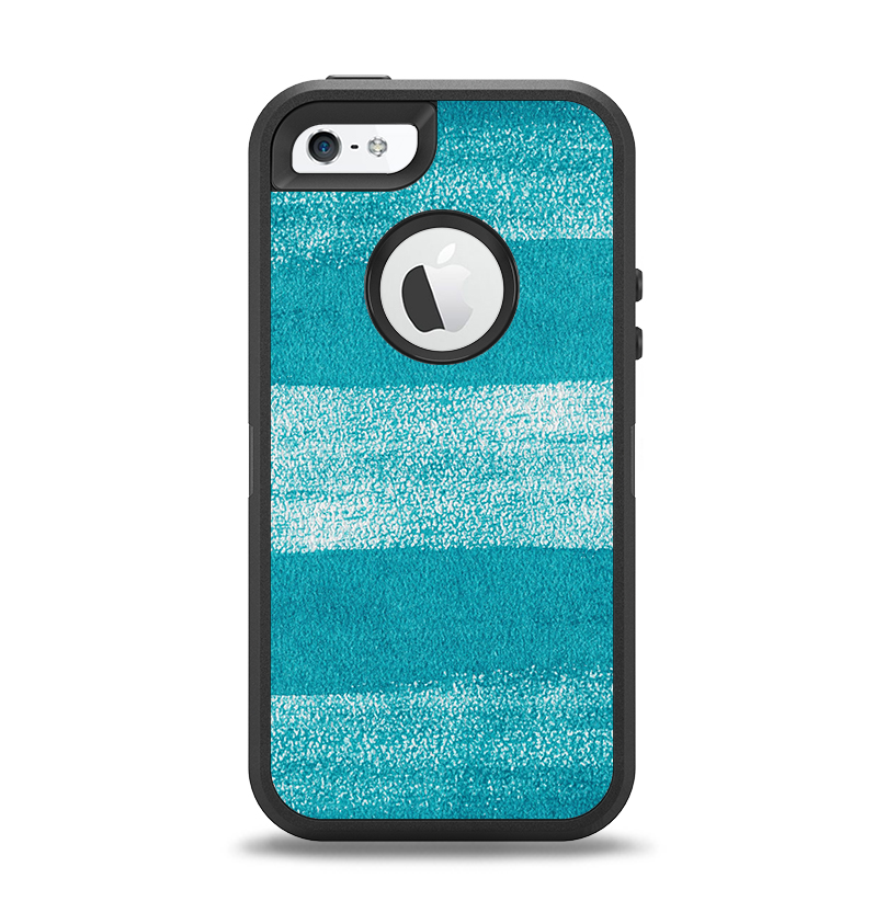 The Worn Blue Texture Apple iPhone 5-5s Otterbox Defender Case Skin Set