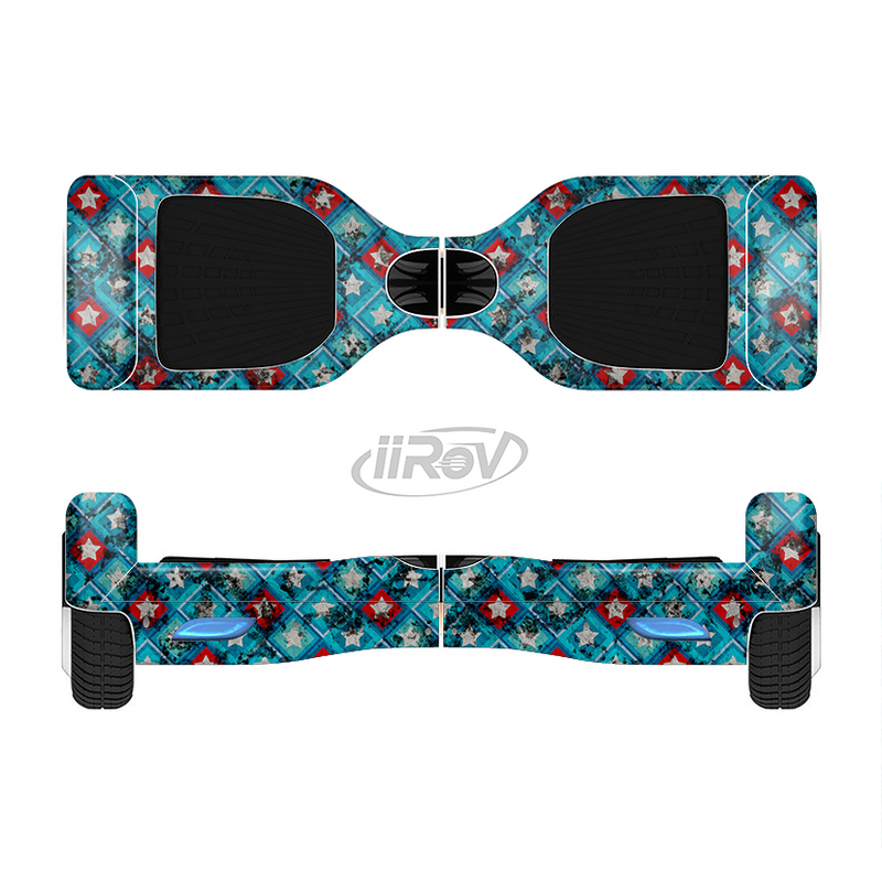 The Worn Dark Blue Checkered Starry Pattern Full-Body Skin Set for the Smart Drifting SuperCharged iiRov HoverBoard