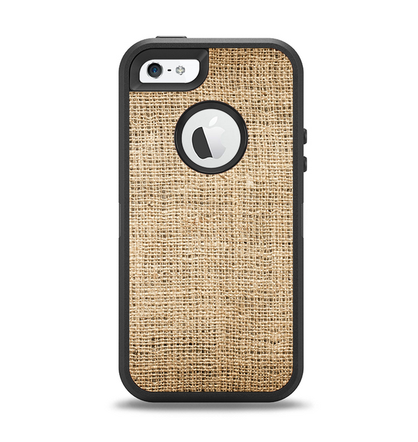 The Woven Fabric Over Aged Wood Apple iPhone 5-5s Otterbox Defender Case Skin Set