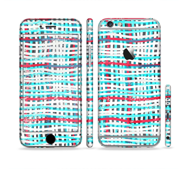 The Woven Trendy Green & Coral Sectioned Skin Series for the Apple iPhone 6/6s