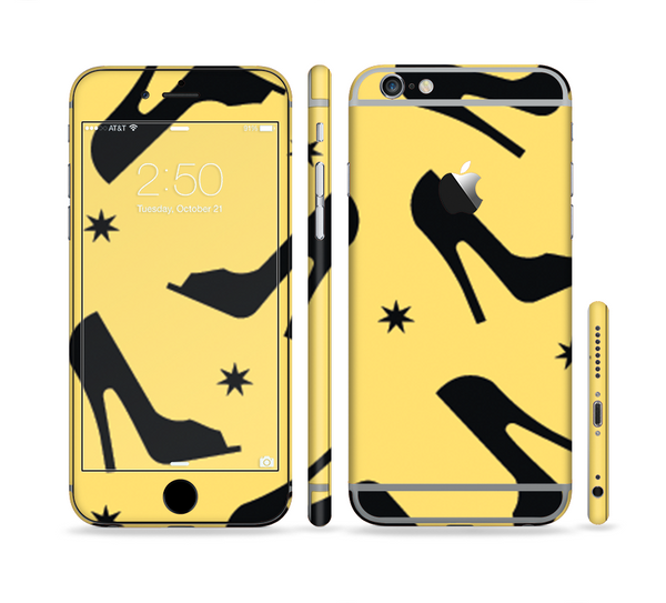 The Yellow & Black High-Heel Pattern V12 Sectioned Skin Series for the Apple iPhone 6/6s Plus