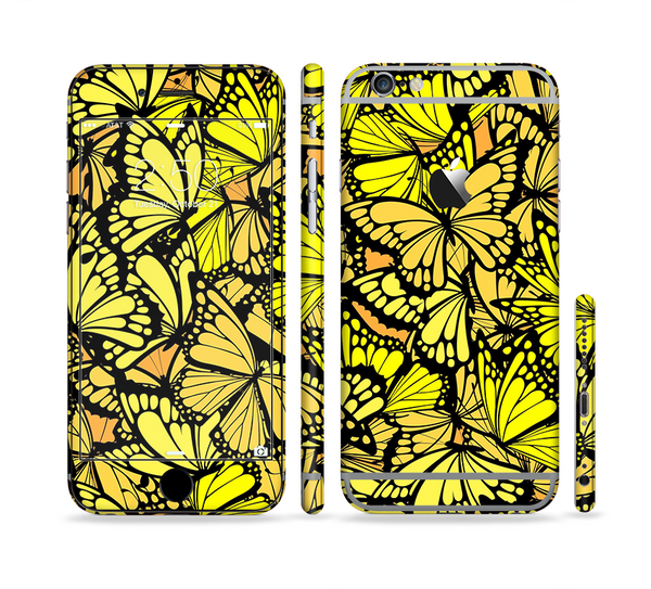 The Yellow Butterfly Bundle Sectioned Skin Series for the Apple iPhone 6/6s Plus