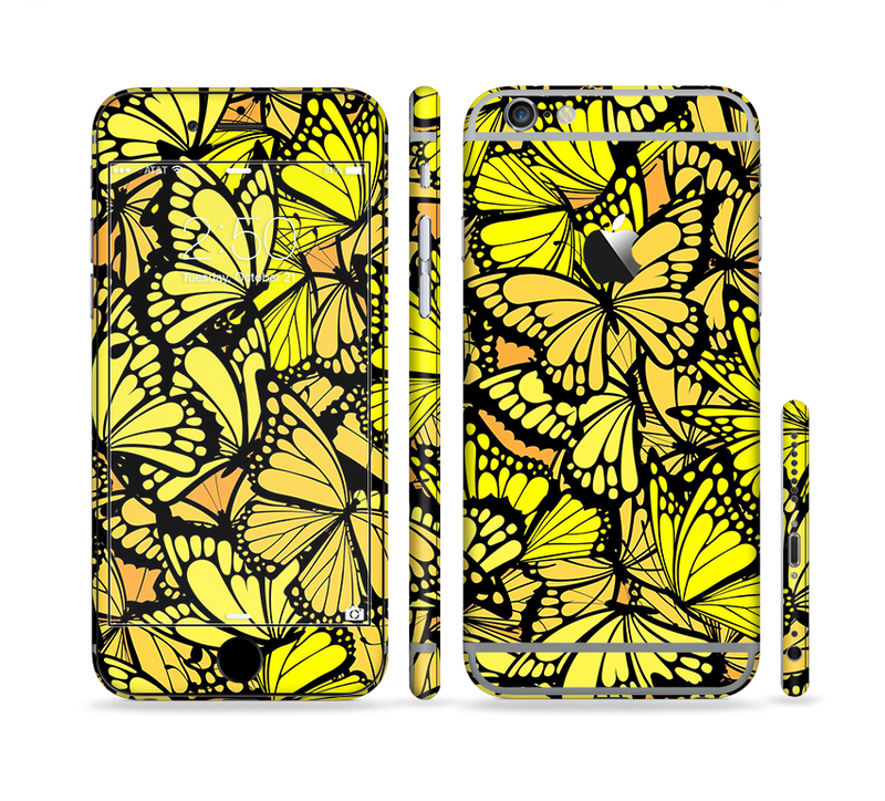 The Yellow Butterfly Bundle Sectioned Skin Series for the Apple iPhone 6/6s